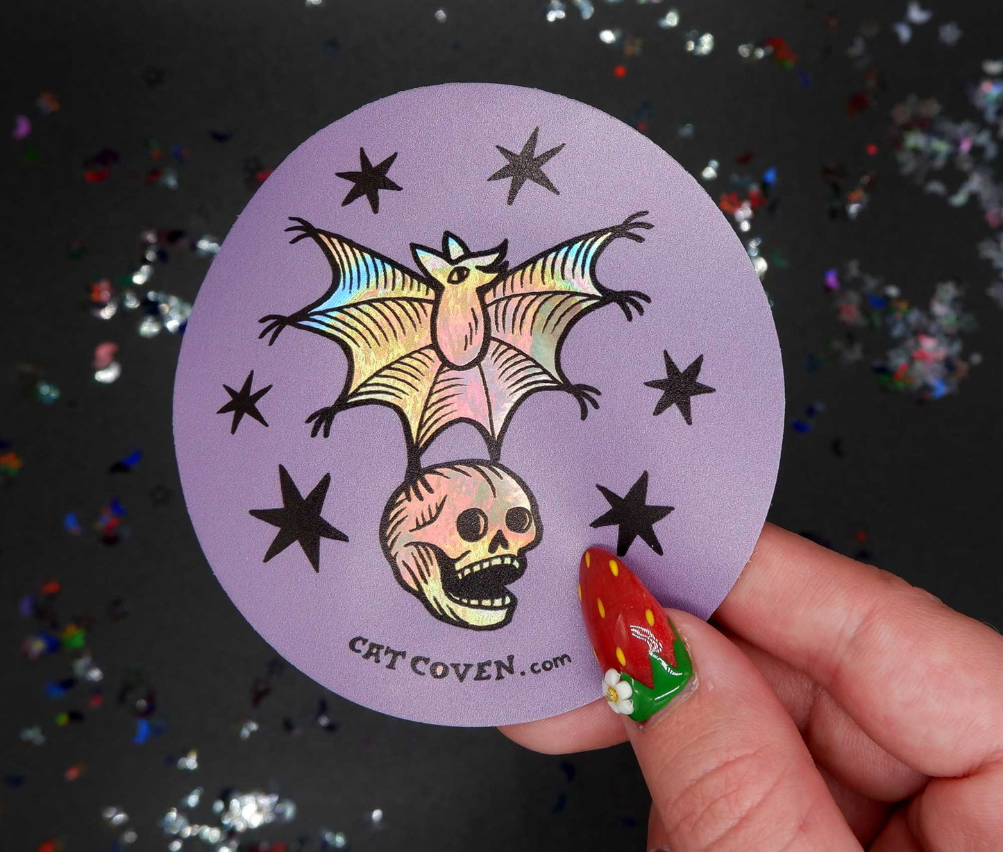 Bat & Skull - Holographic Sticker