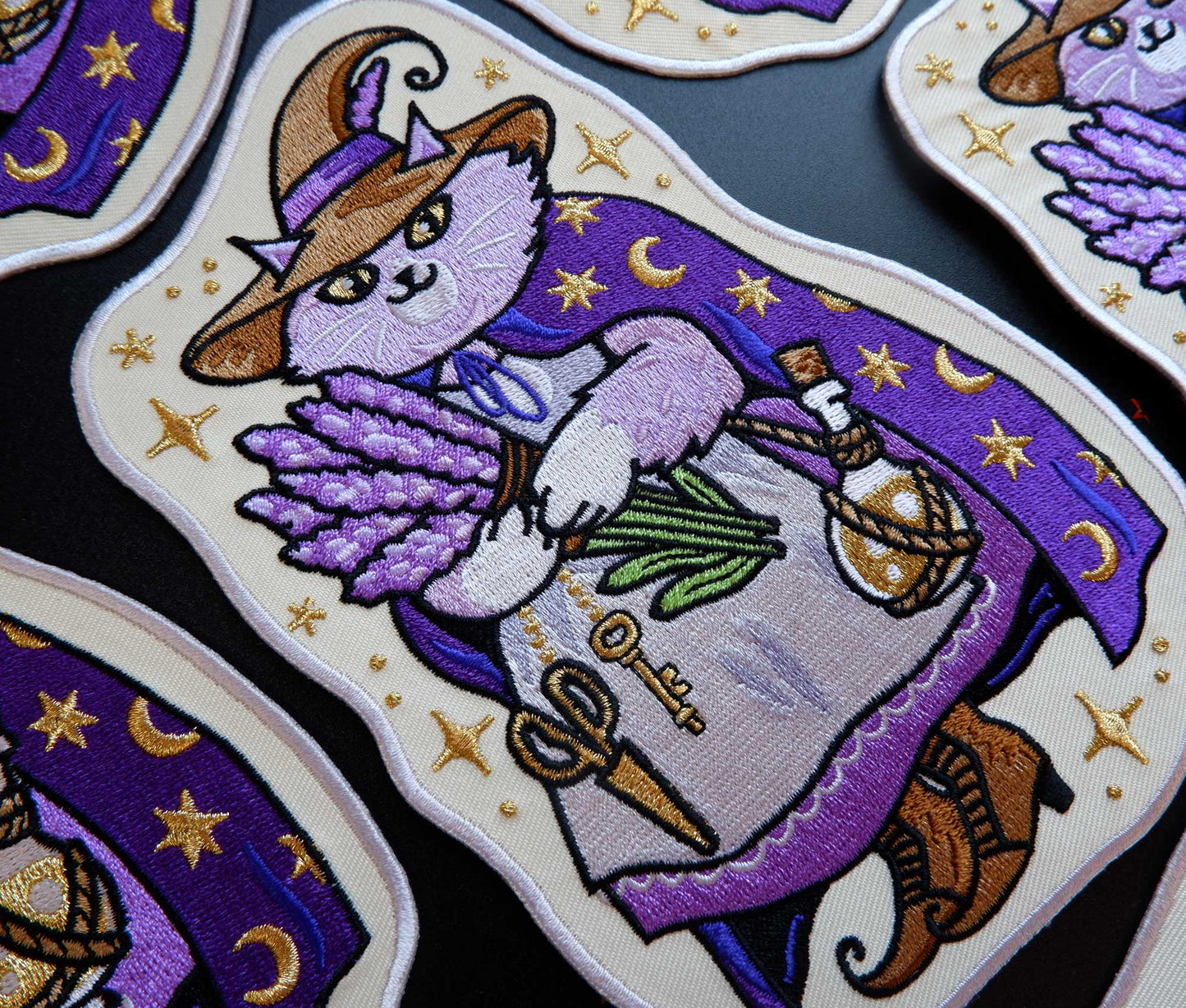 Lavender Cat Witch - Embroidered Patch