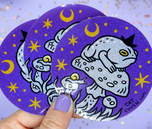 Grumpy Toad Witch - Glitter Sticker