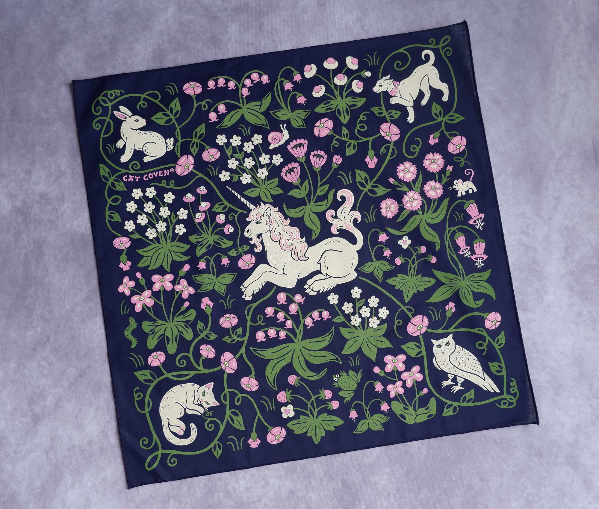Unicorn Garden Cotton Bandana Cat Coven
