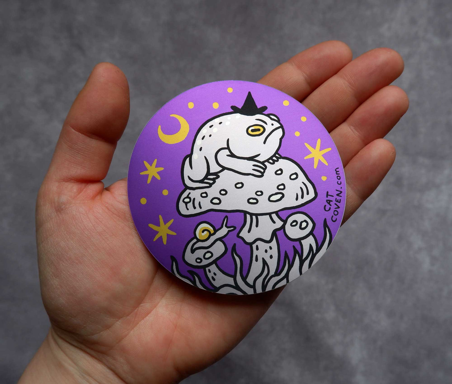 Grumpy Toad Witch - Matte Mirror Sticker