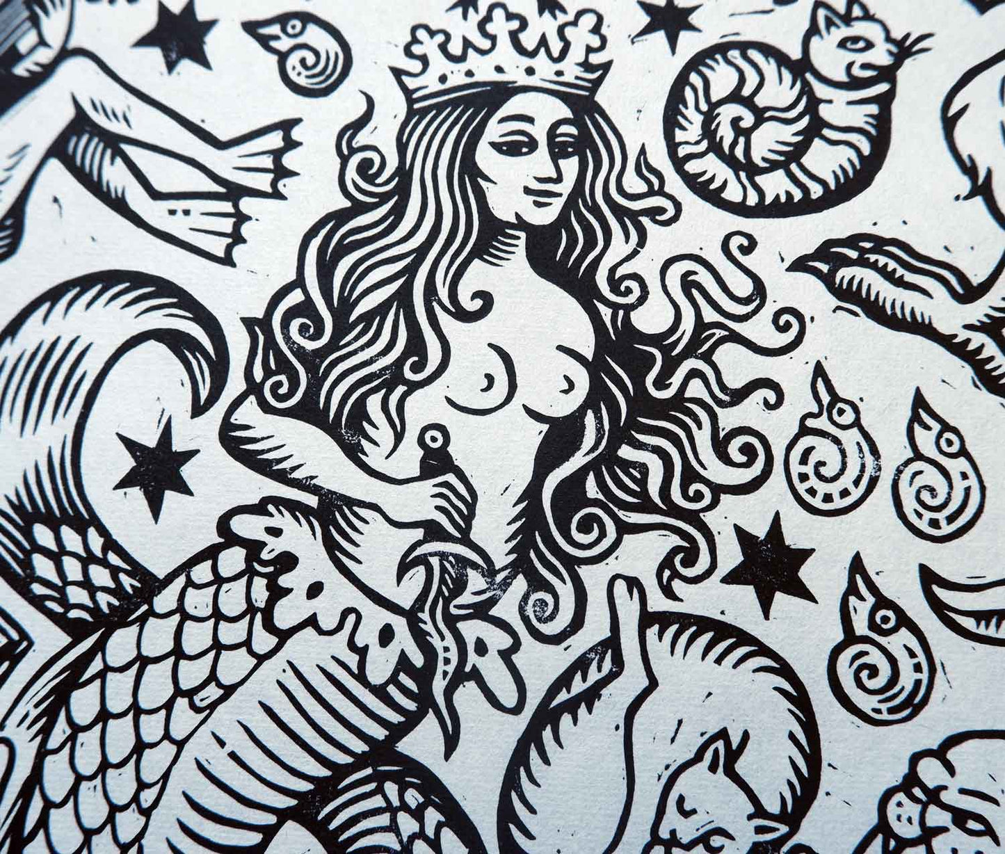 Marginalia Takeover - Linocut Print