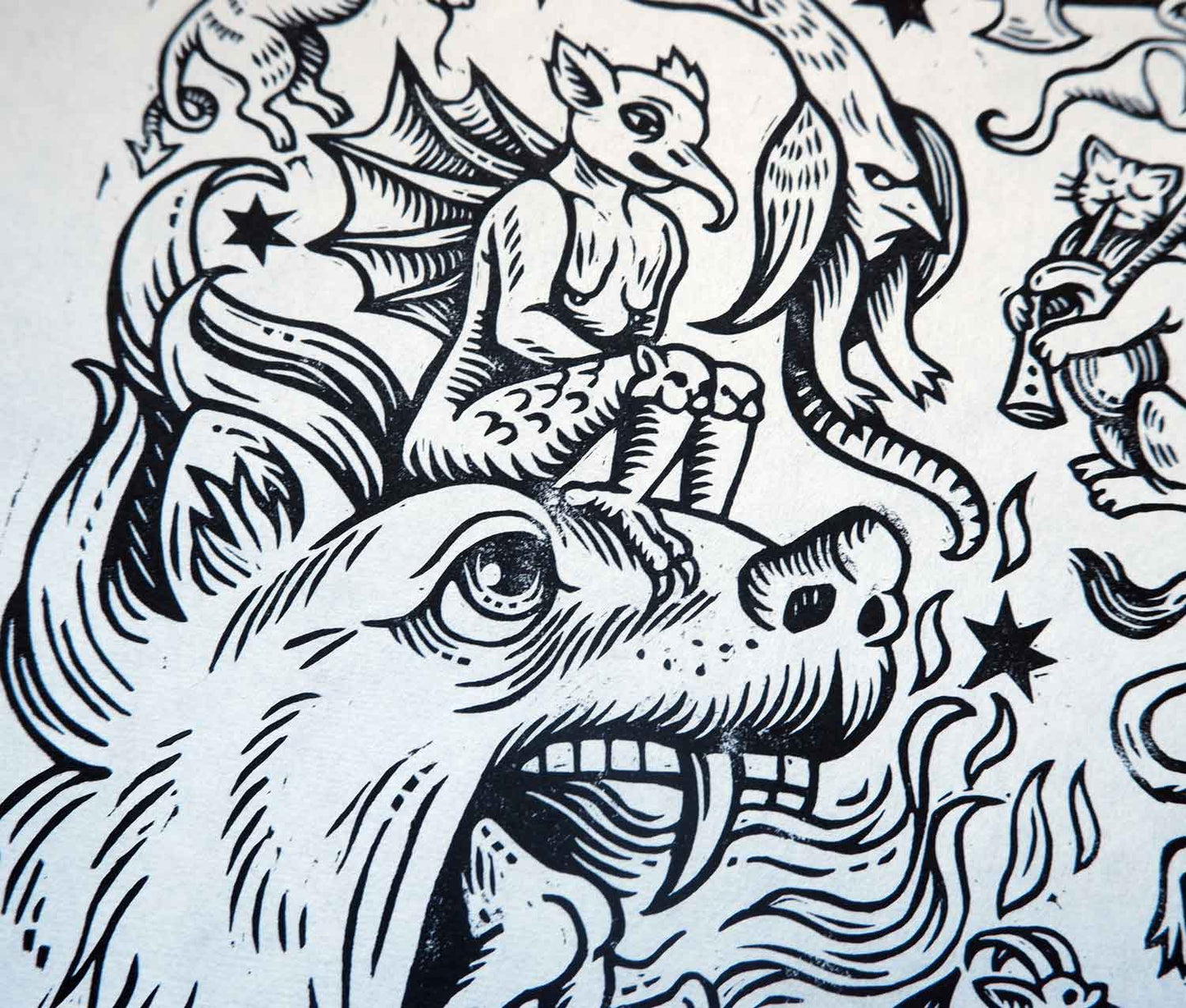 Marginalia Takeover - Linocut Print