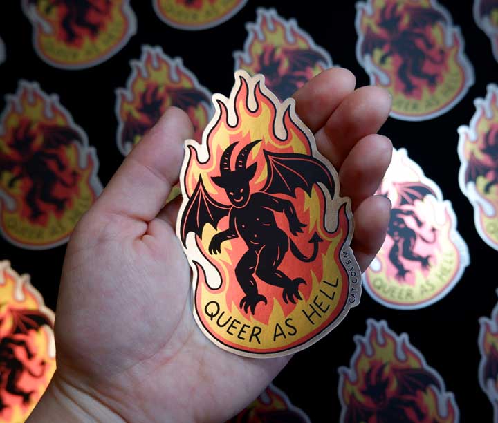 Queer As Hell - Matte Mirror Sticker (1)