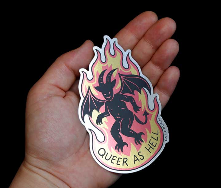 Queer As Hell - Matte Mirror Sticker (1)