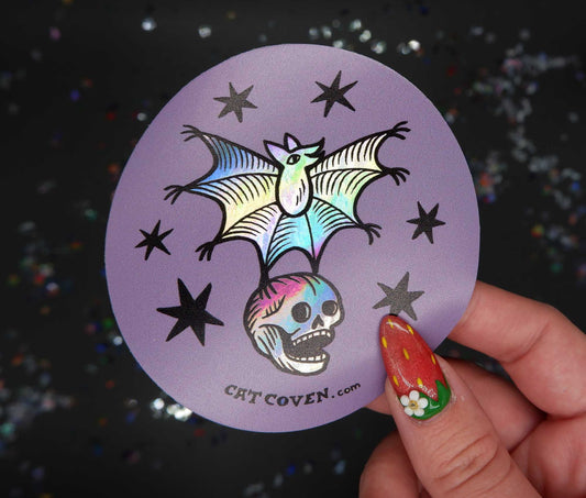 Bat & Skull - Holographic Sticker
