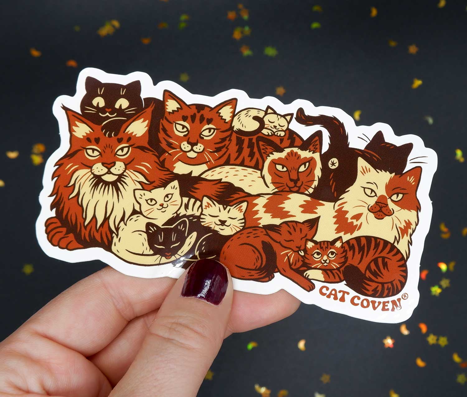 Clutter of Cats Vinyl Sticker Cat Coven