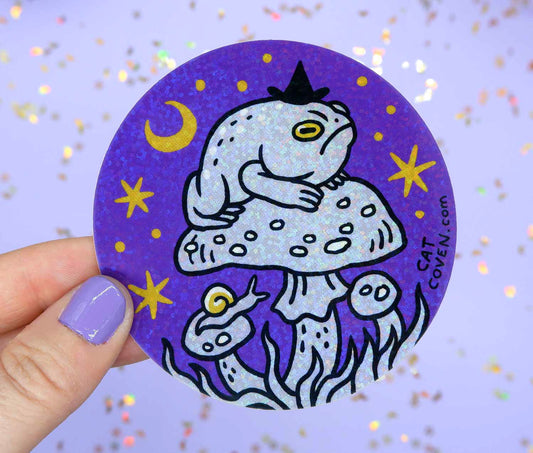 Grumpy Toad Witch - Glitter Sticker