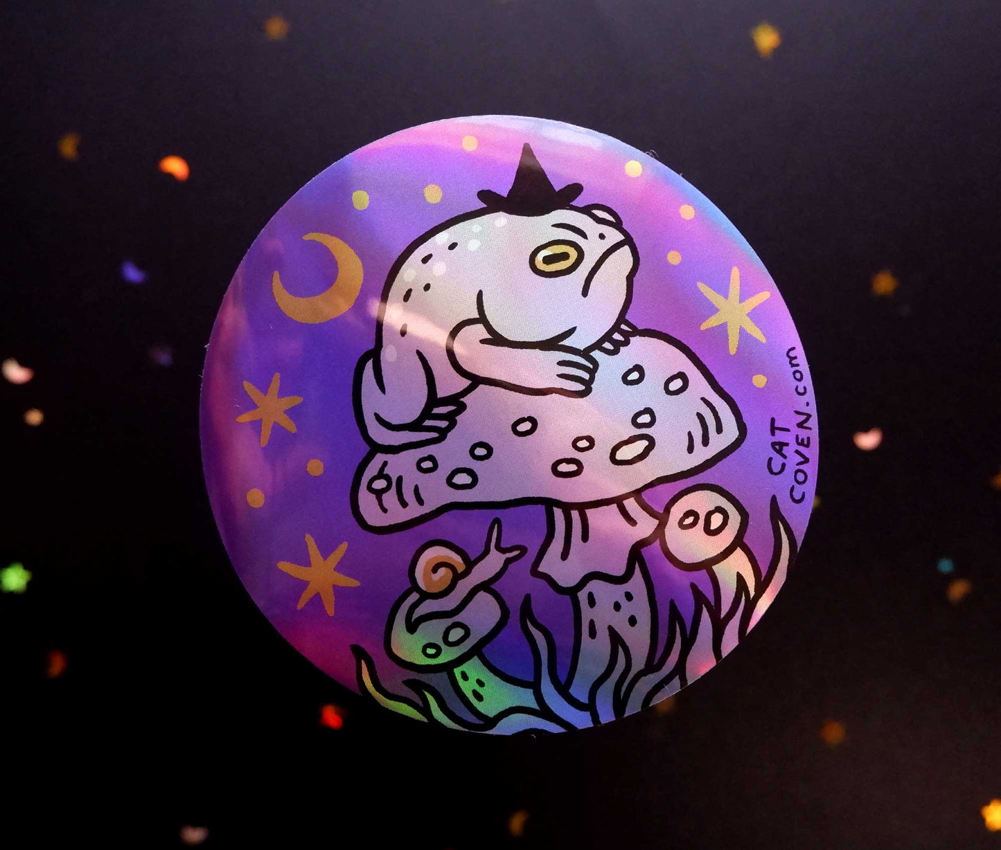 Grumpy Toad Witch - Holographic Sticker