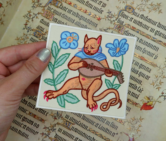 Medieval Sad Cat - Embroidered Patch