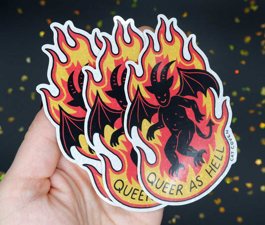 Queer As Hell - Glitter Sticker
