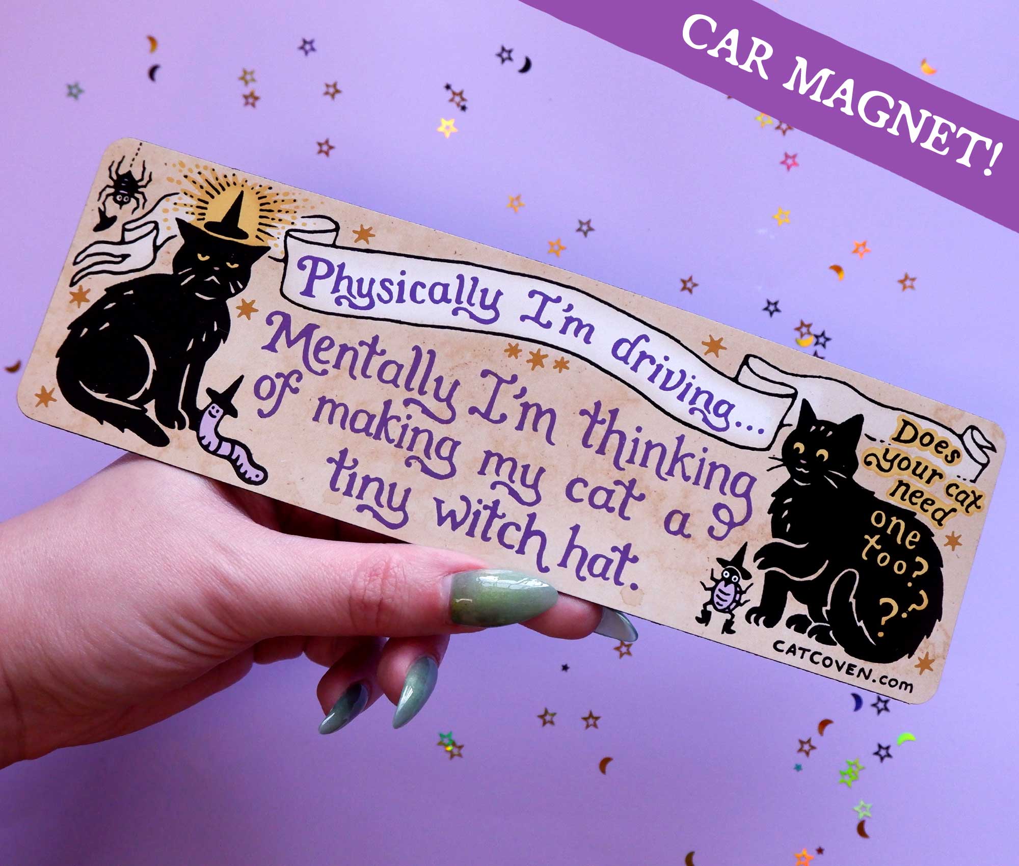 Tiny Witch Hat - Car Magnet