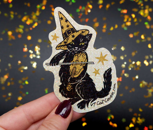 Violin Cat - Glitter Sticker