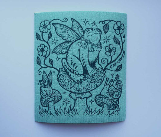 SALE // Frog Fairy - Swedish Dishcloth