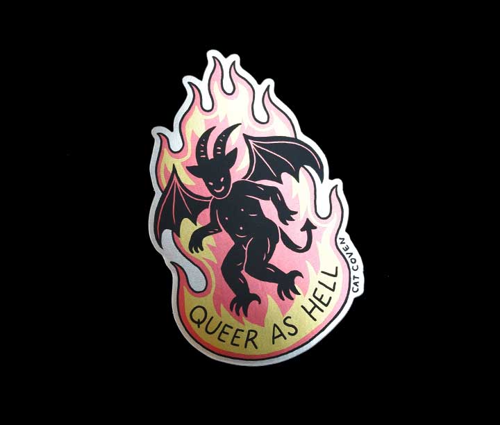 Queer As Hell - Matte Mirror Sticker (1)